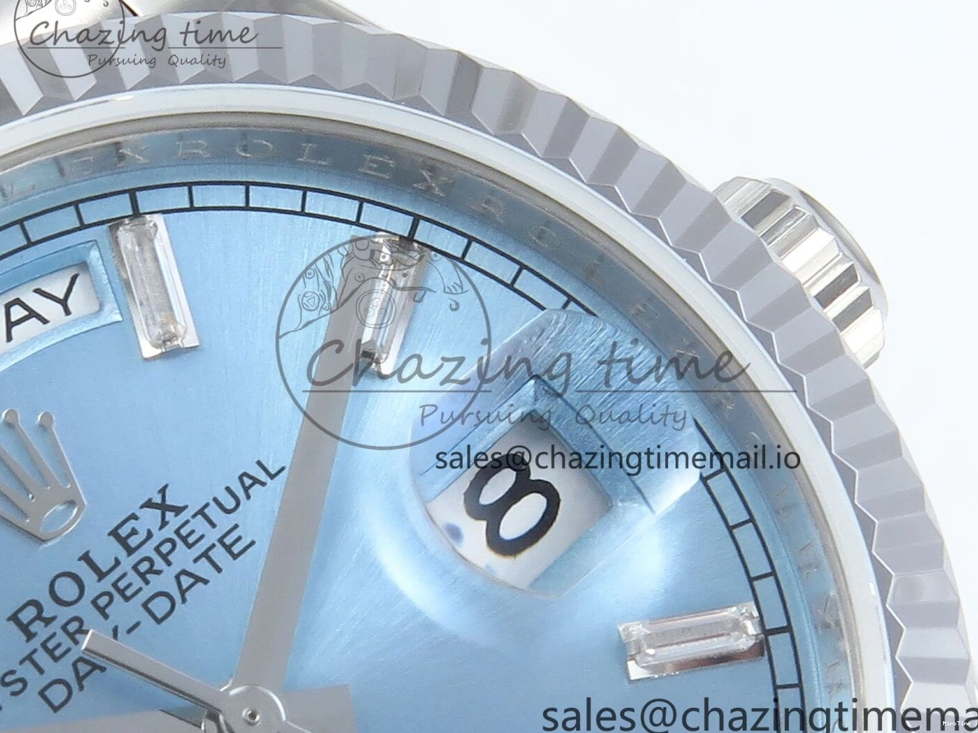MiroTime 0214 Day Date 36 YG 128236 KF 1:1 Best Edition Ice Blue Crystal Dial on President Bracelet A2836 (Gain Weight) Modern 500